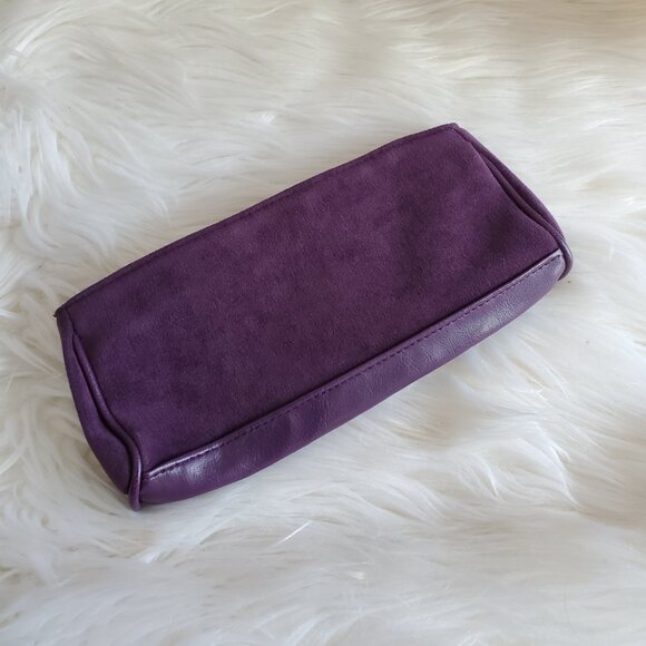 Estée Lauder Purple Microsuede Satchel Bag with Matching Make Up Zip Bag - Picture 12 of 15